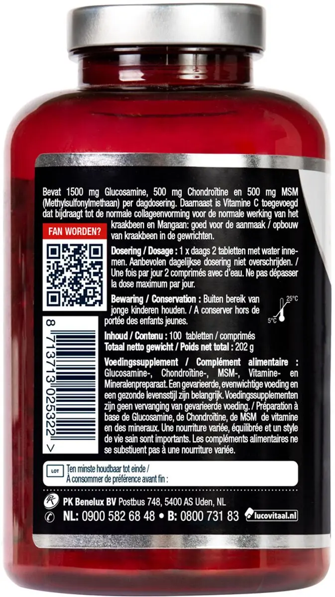 Lucovitaal Glucosamine Chondroïtine & MSM - 360g (3x100 tabletten)
