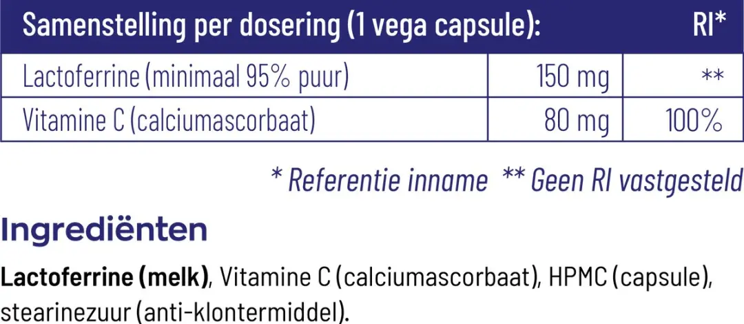 Vitakruid Lactoferrine 150mg + Vitamine C 60 Capsules
