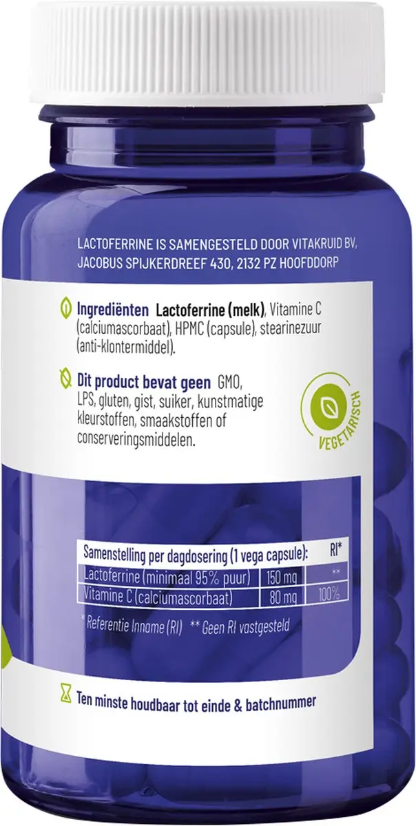 Vitakruid Lactoferrine 150mg + Vitamine C 60 Capsules - afbeelding 6 van 6
