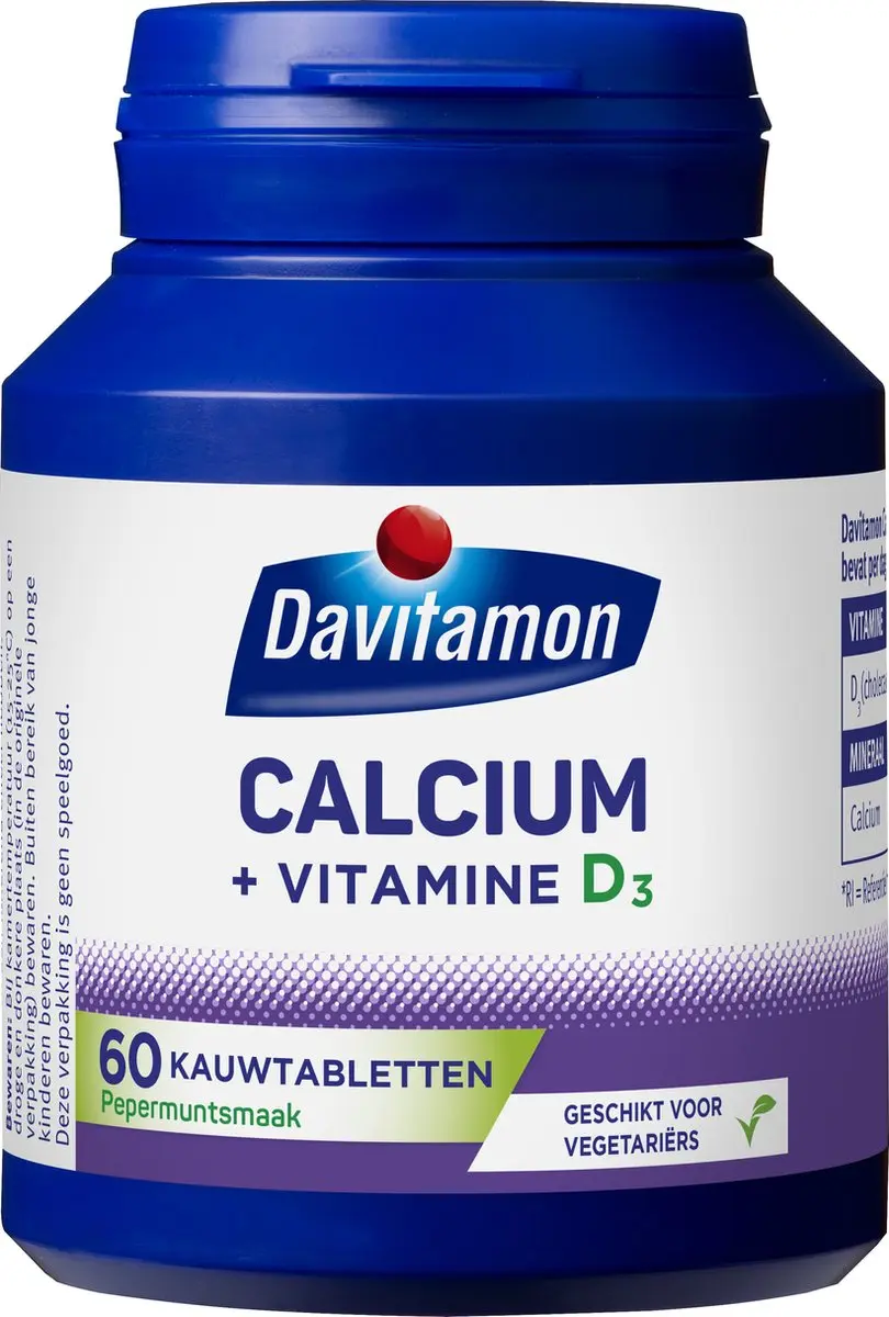 Davitamon Calcium met Vitamine D3 Pepermuntsmaak - 60 Stuks