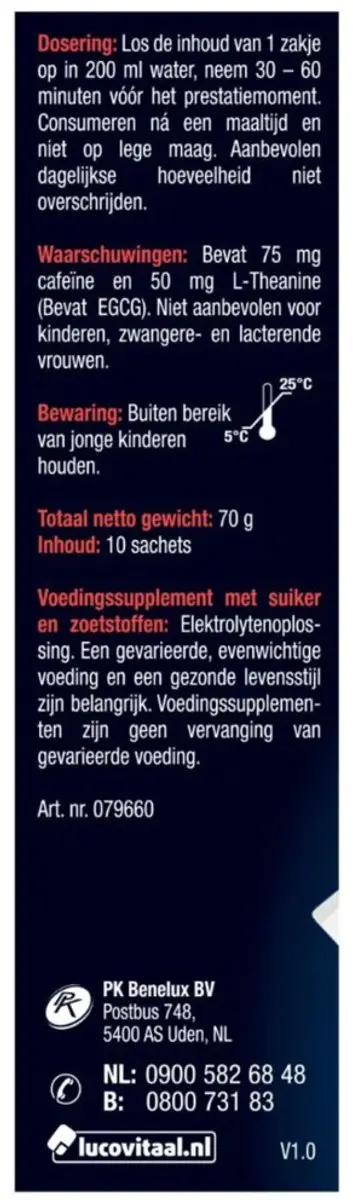 Lucovitaal Pre Performance Elektrolyten - 20 Sachets