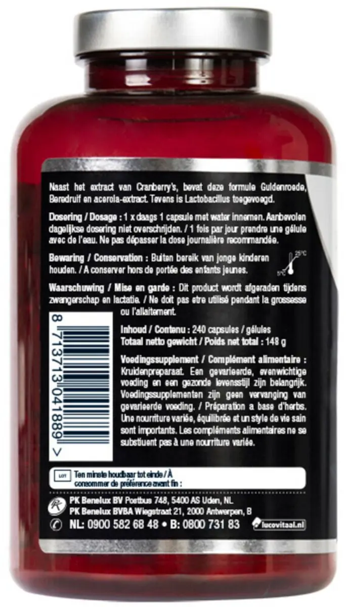 Lucovitaal Cranberry X-tra One a Day - 720g (3x240 capsules)