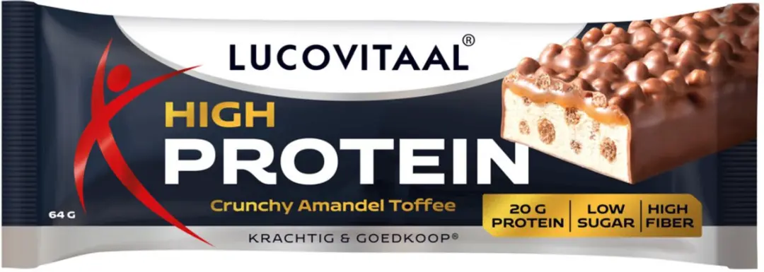 Lucovitaal Protein Reep Crunchy Amandel Toffee - 3x64g