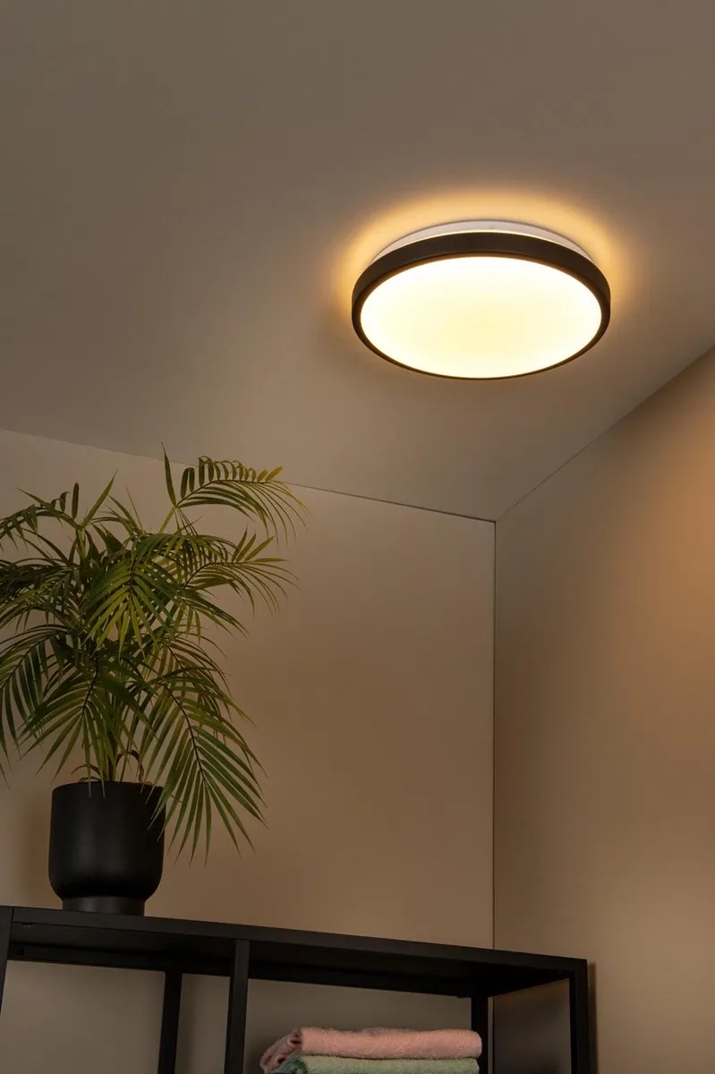 Lucide Dasher Plafondlamp 1x18W 2700K - Zwart - afbeelding 6 van 6