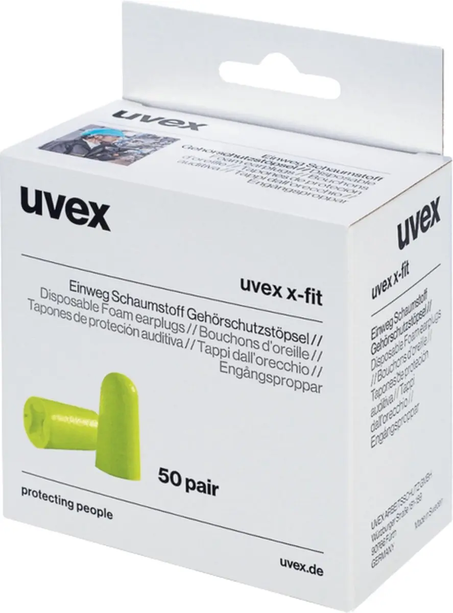 Uvex X-fit Oordoppen SNR 37dB - 50 Paren Lime