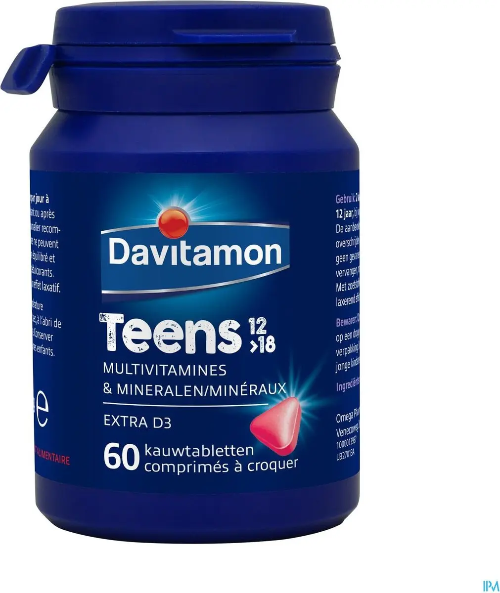 Davitamon Teens Multivitamines 60 Kauwtabletten - Aardbei