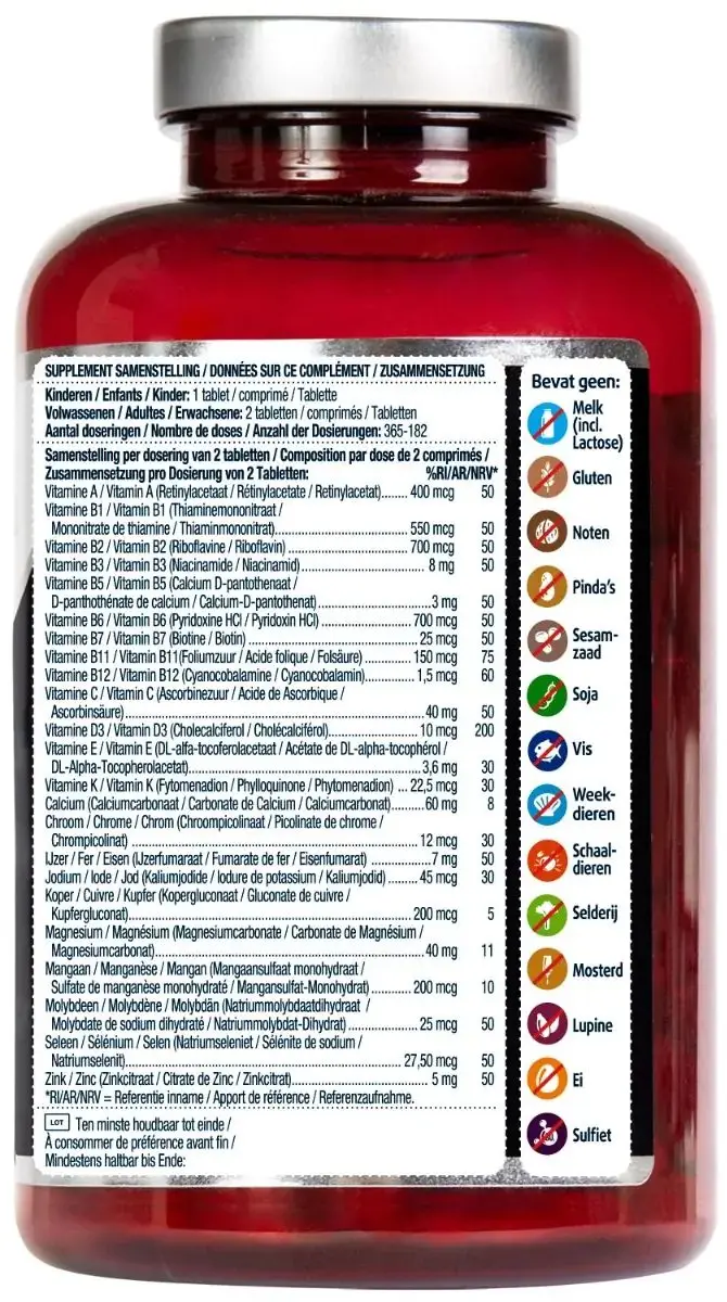 Lucovitaal Multi+ Compleet Vitaminen & Mineralen Kauwtabletten - 365 Stuks