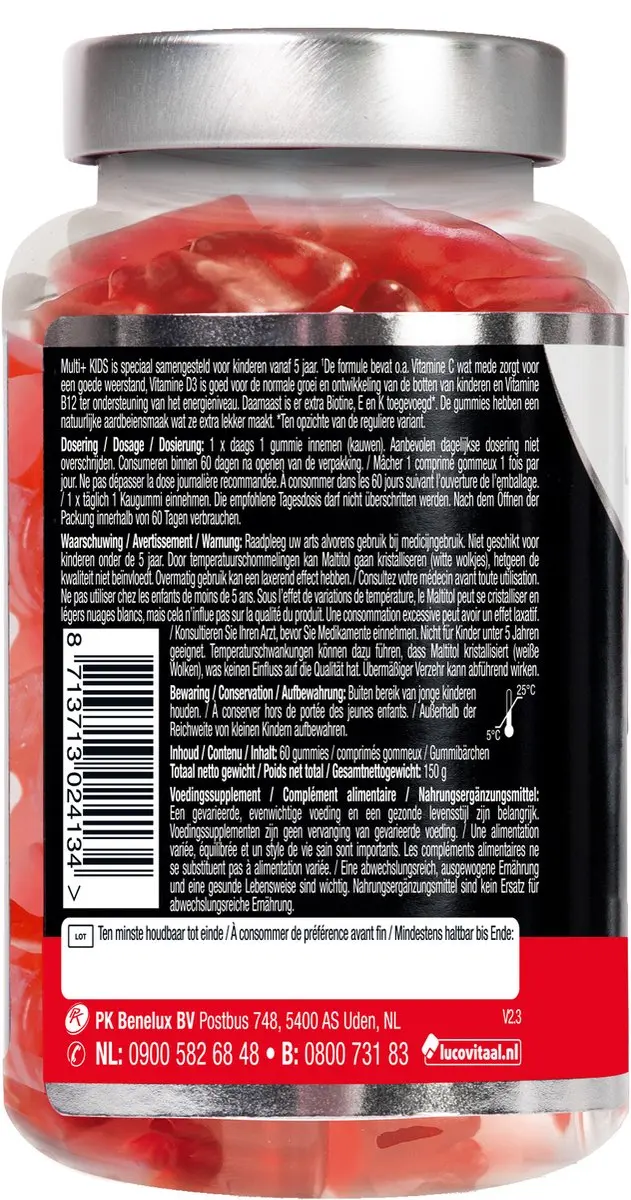 Lucovitaal Multi+ Kids Gummies Aardbei - 60 Stuks