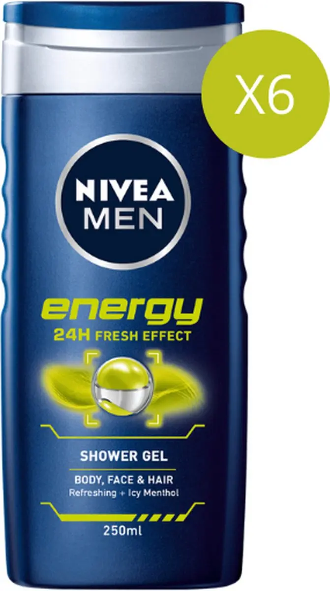 NIVEA Men Energy Douchegel 1500ml - 6x250ml