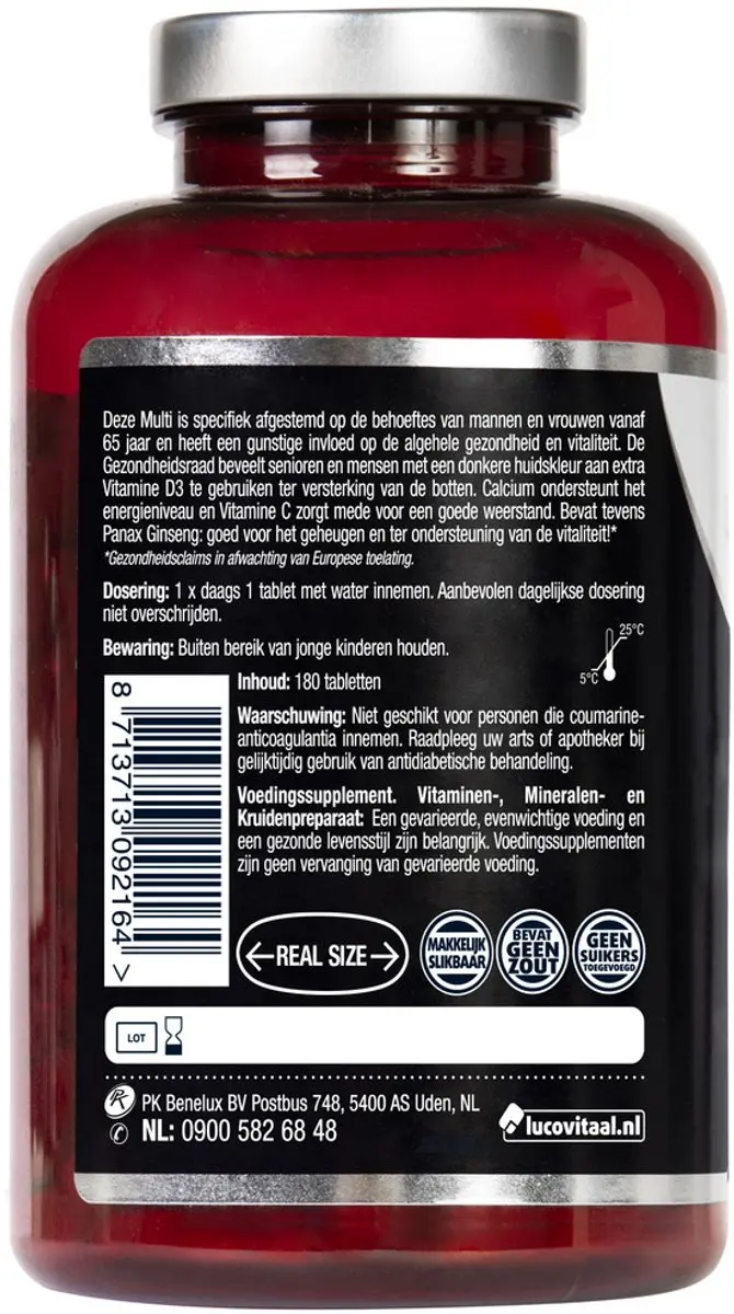 Lucovitaal Multi A t/m Z 65+ Tabletten - 180 Stuks