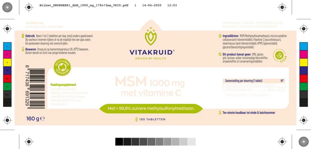 Vitakruid MMS 1000mg met Vitamine C - 120 tabletten - afbeelding 6 van 6