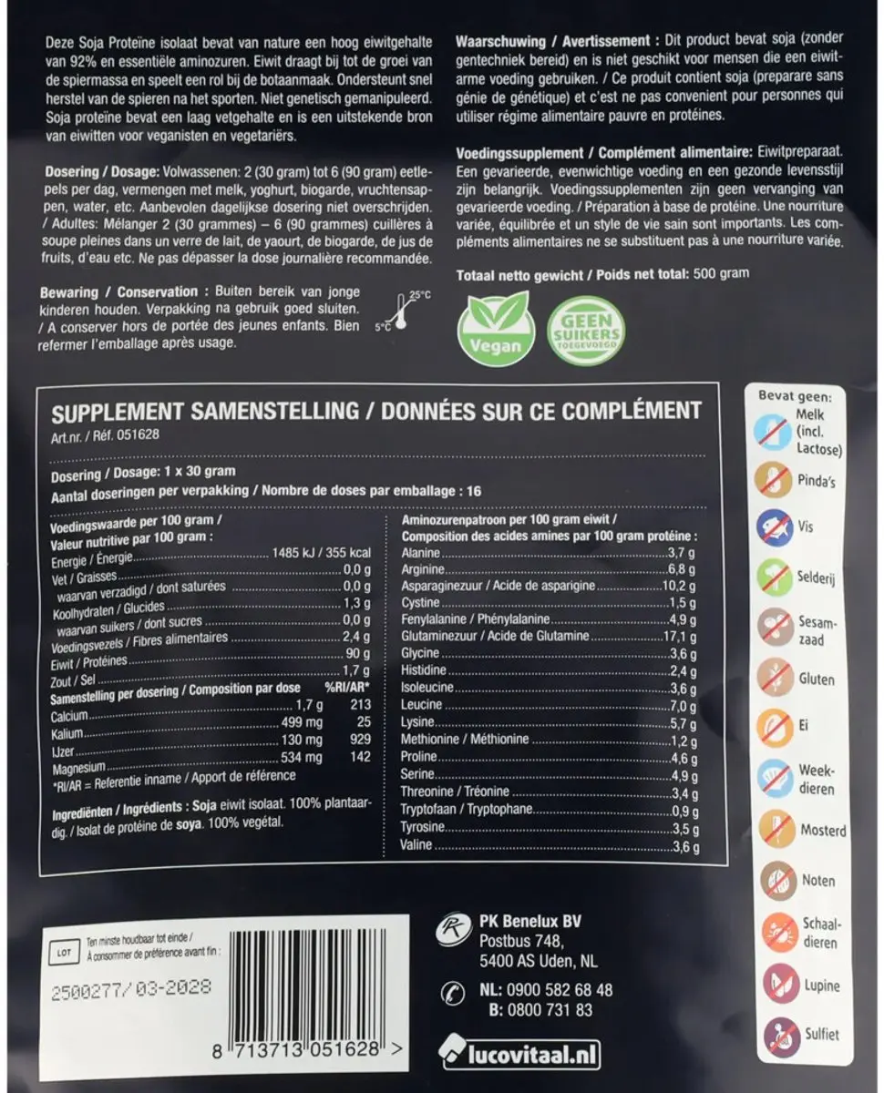 Lucovitaal Premium Soja Proteïne Puur 2x500g