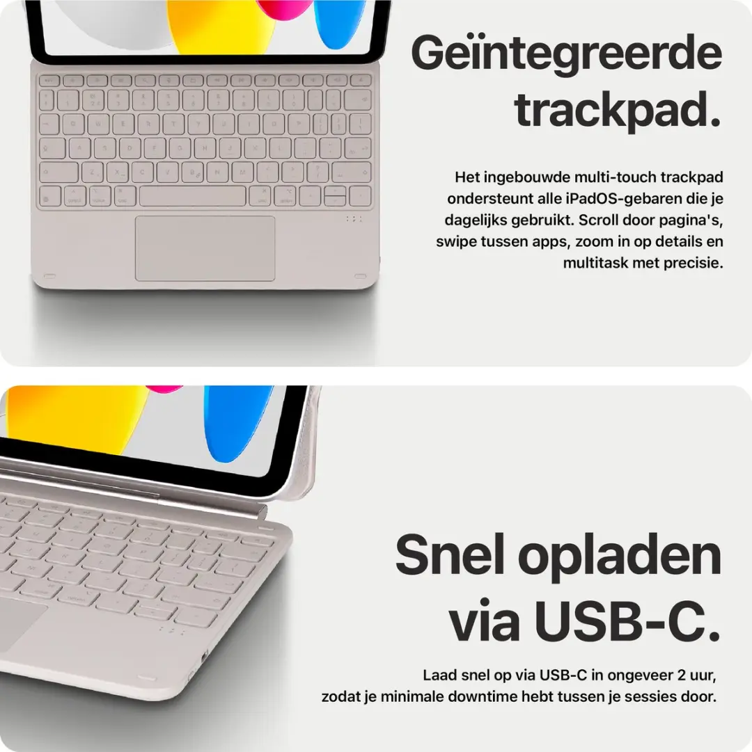 Decoded D26IPA109KBC4QYCY Magnetisch Toetsenbord - iPad 10/11 inch - Beige