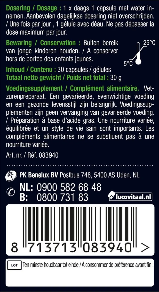 Lucovitaal Omega-3 EPA & DHA 30 Capsules