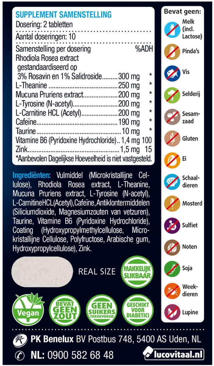 Lucovitaal Mentale Focus Pil 20 Stuks