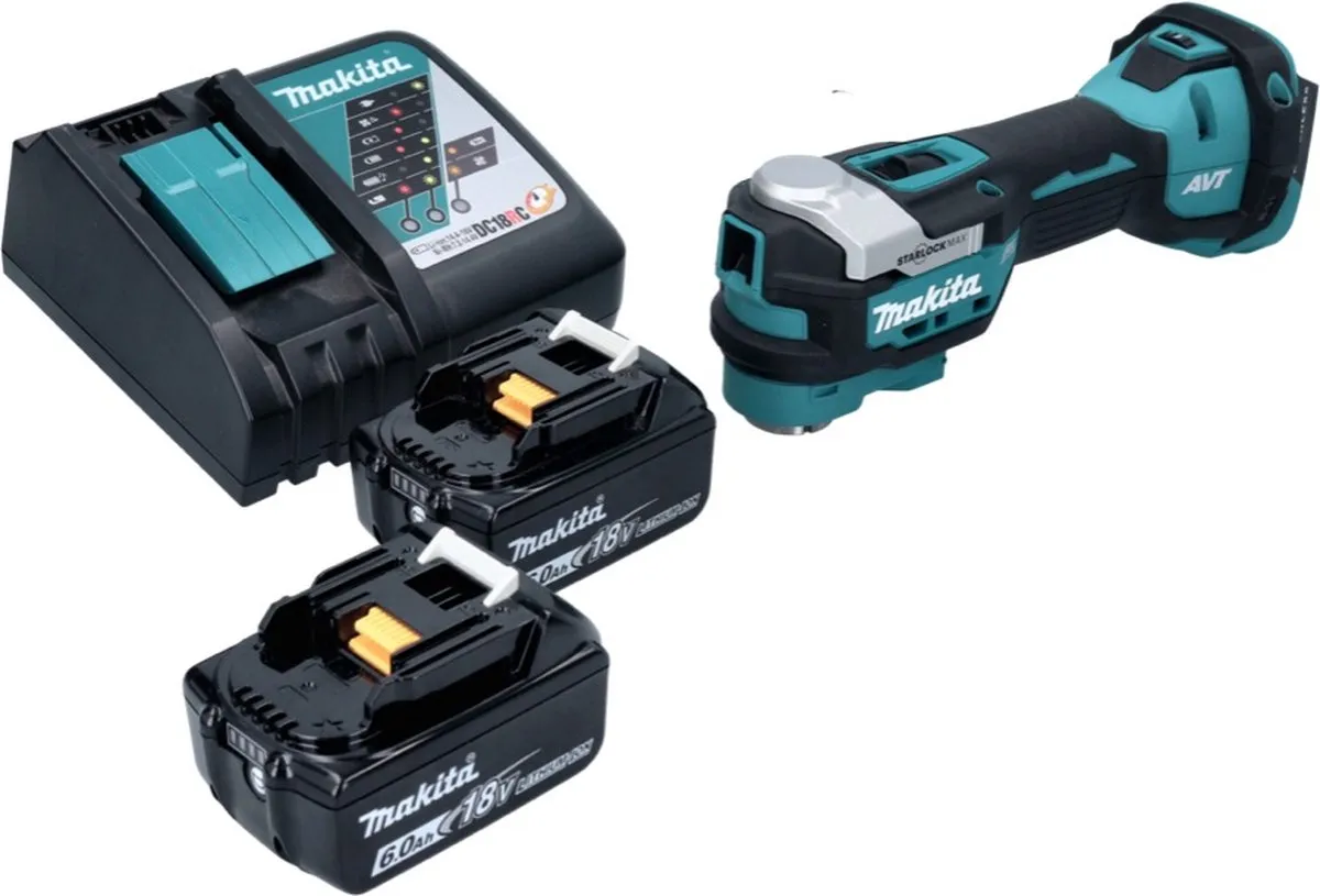 Makita DTM 52 RG Multifunctioneel Gereedschap 18V - 2x 6,0Ah + Oplader