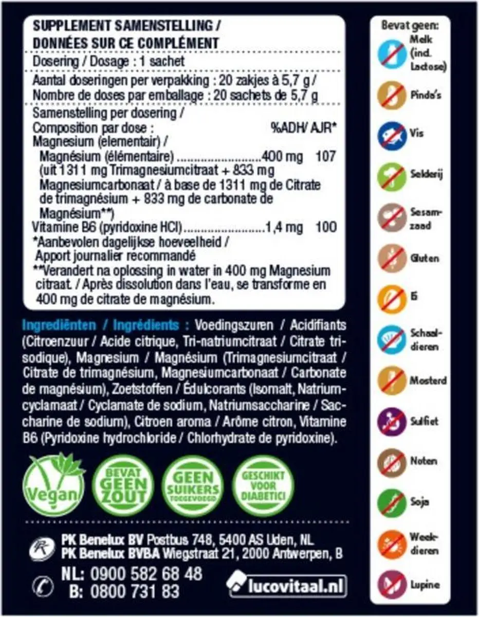 Lucovitaal Magnesium 400 Forte One a Day - 3x20 Sachets