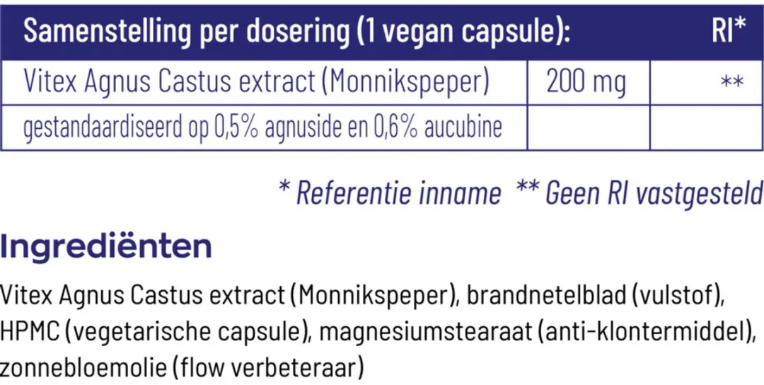 Vitakruid Vitex Agnus Castus 200mg - 120 Vegancapsules