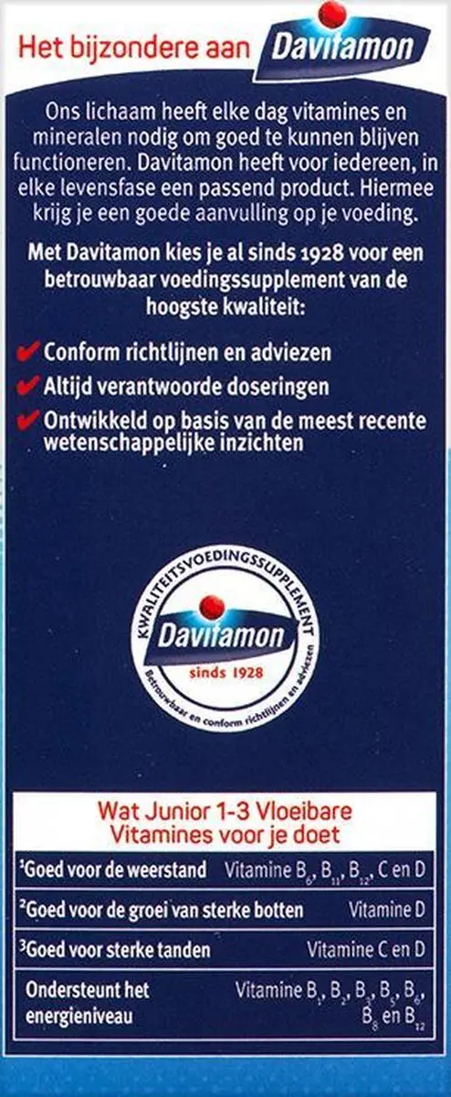Davitamon Junior 1+ Vloeibare Multivitamines - 100ml - Framboos