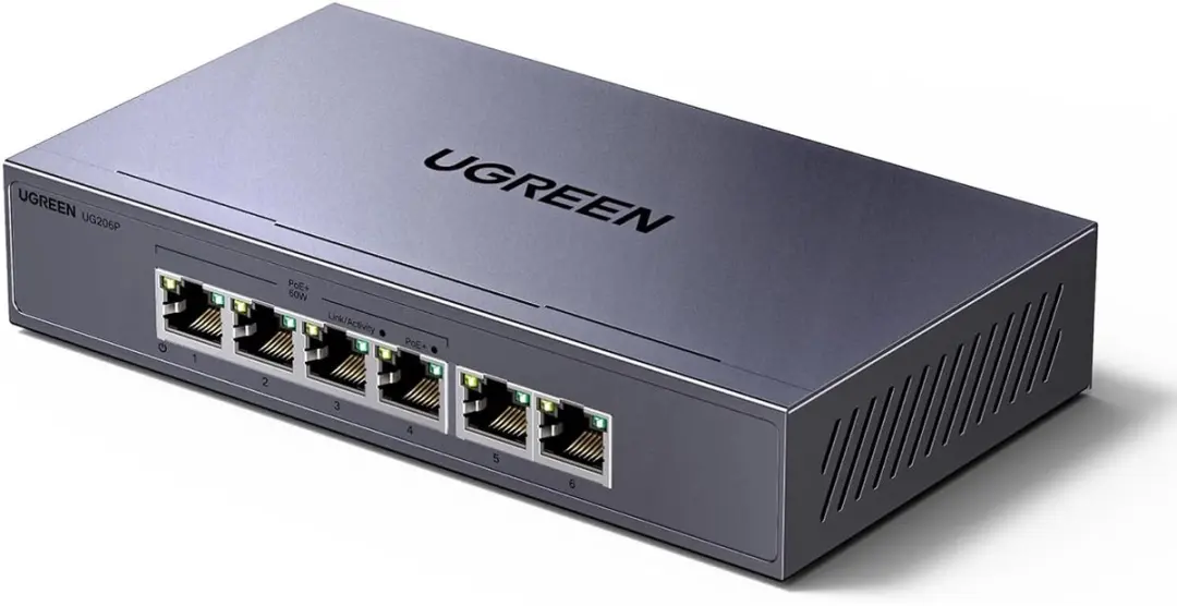 Ugreen 6-Poorts 1Gb Ethernet-Switch met PoE