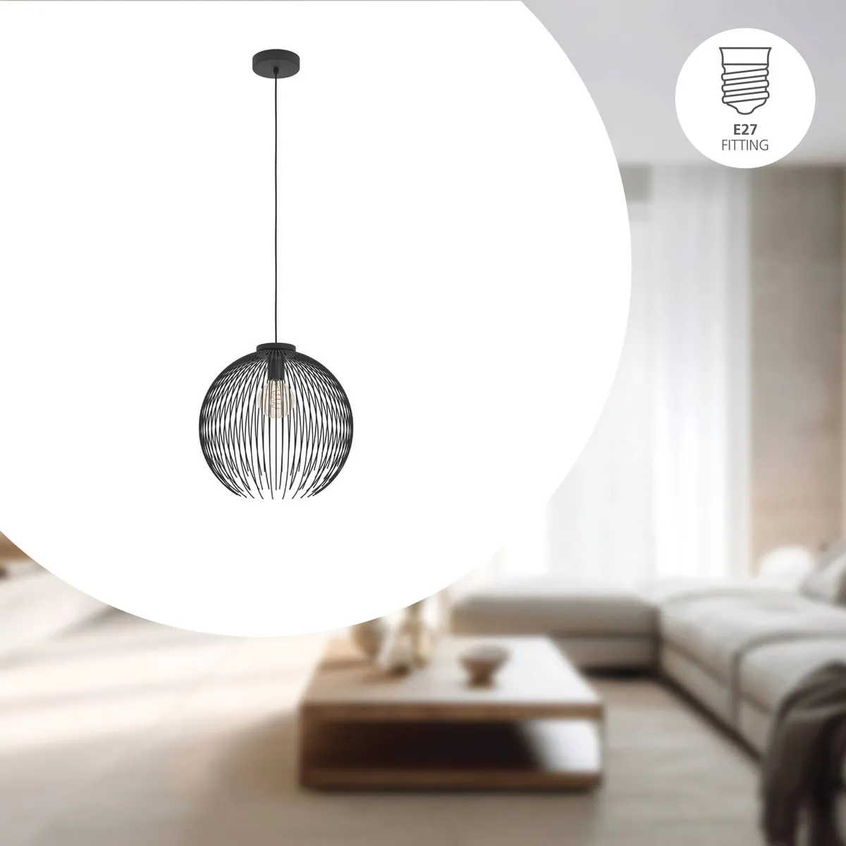 Eglo Venezuela Hanglamp E27 - Ø40cm - Zwart