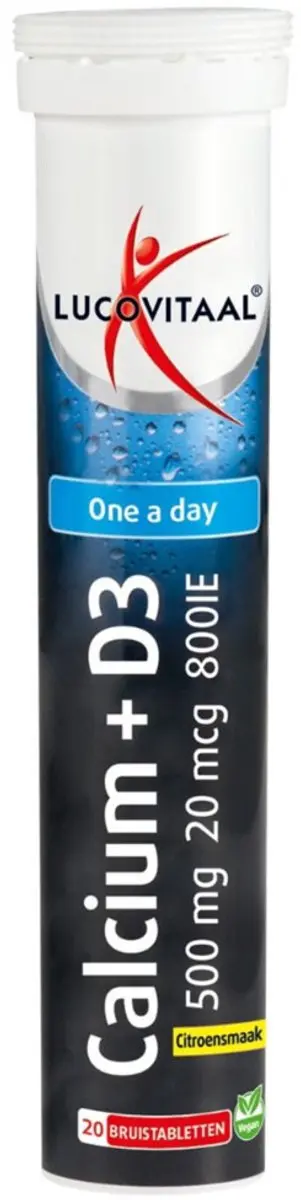 Lucovitaal Calcium 500mg + D3 Citroensmaak - 40 Bruistabletten