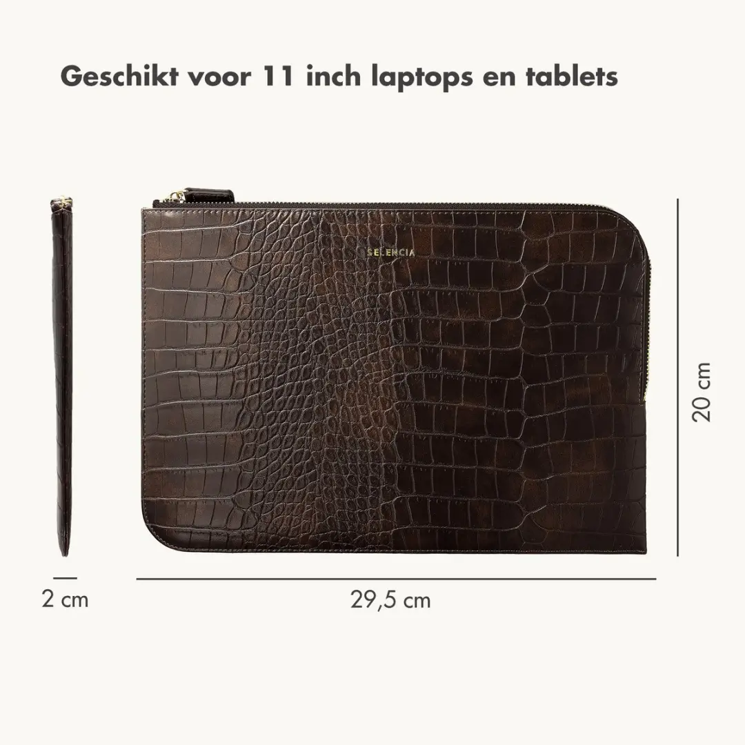 Selencia Croco Laptophoes 11 inch - Choco Brown