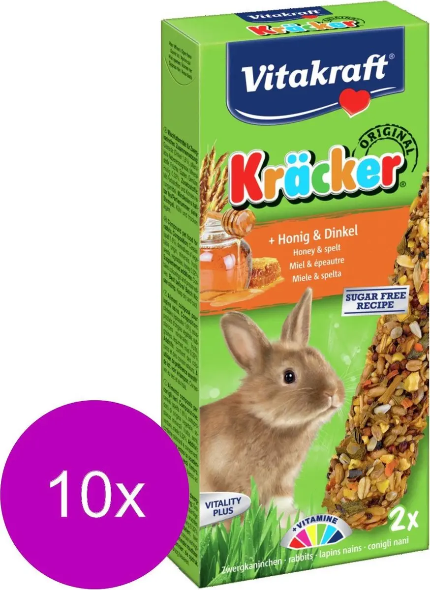 Vitakraft Dwergkonijn Kracker Honing 2-in-1 - 10 Stuks