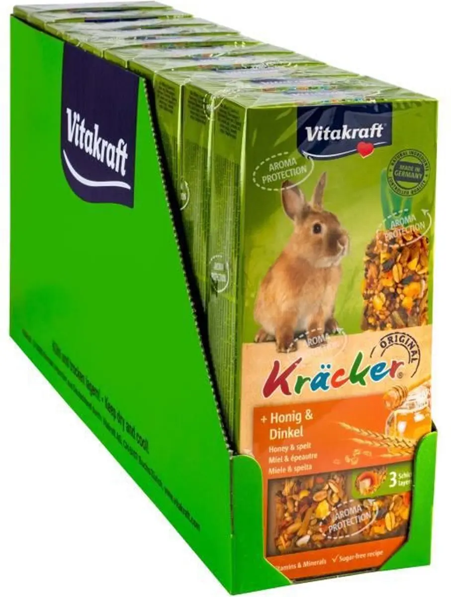 Vitakraft Dwergkonijn Kracker Honing 2-in-1 - 10 Stuks