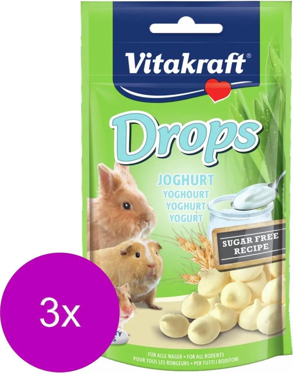Vitakraft Knaagdier Drops Yoghurt 3 Stuks