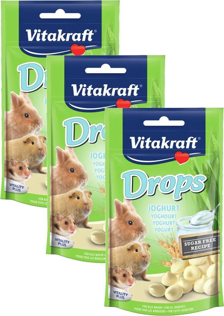 Vitakraft Knaagdier Drops Yoghurt 3 Stuks