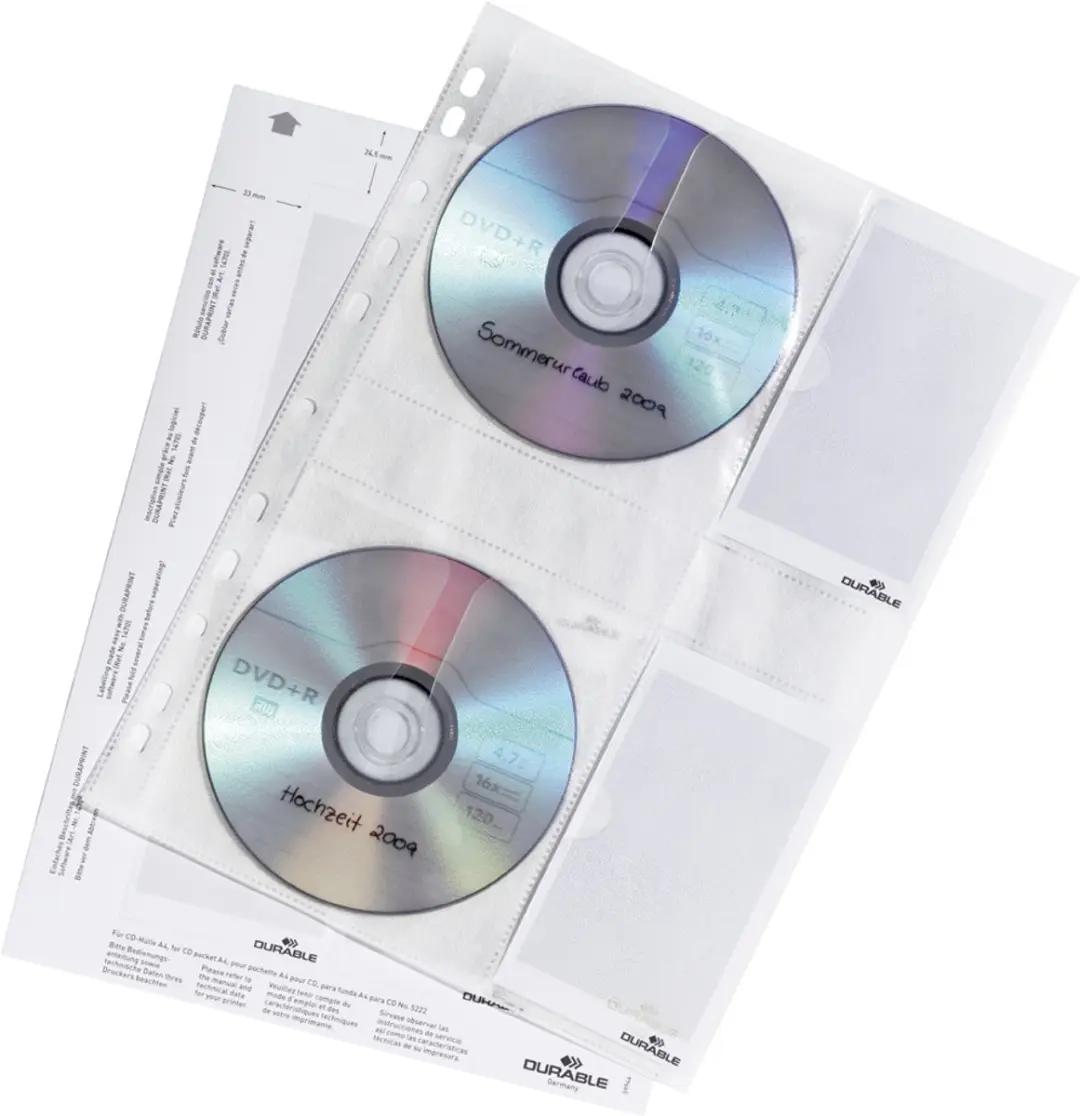 Durable CD-ringbandhoes 522219 - 4 Stuks - Transparant