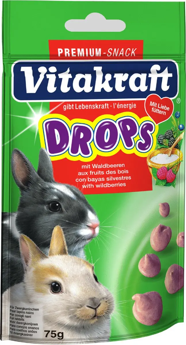 Vitakraft Dwergkonijndrops Bosvruchten 75g