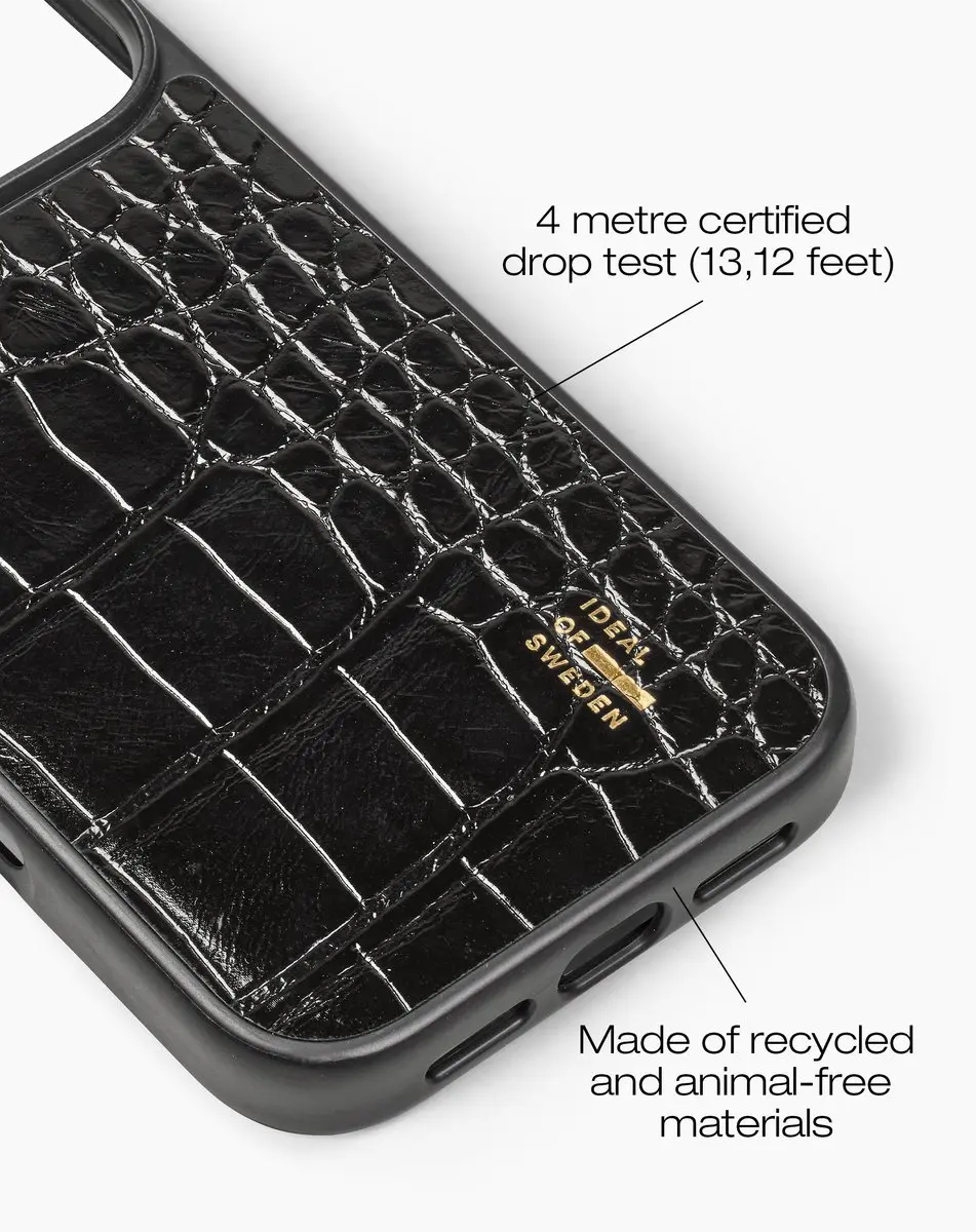 iDeal of Sweden iPhone 17 Pro Vegan Leather Hoesje - Black Croco - afbeelding 2 van 3