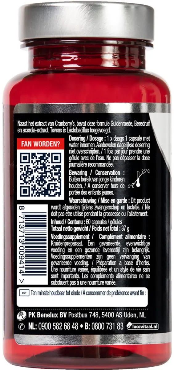 Lucovitaal Cranberry X-tra 120 Capsules - 2x60