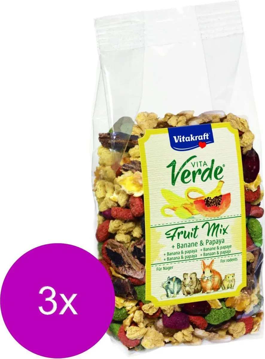 Vitakraft Vita-Verde Happy Frutti Knaagdiersnack - 3x200g