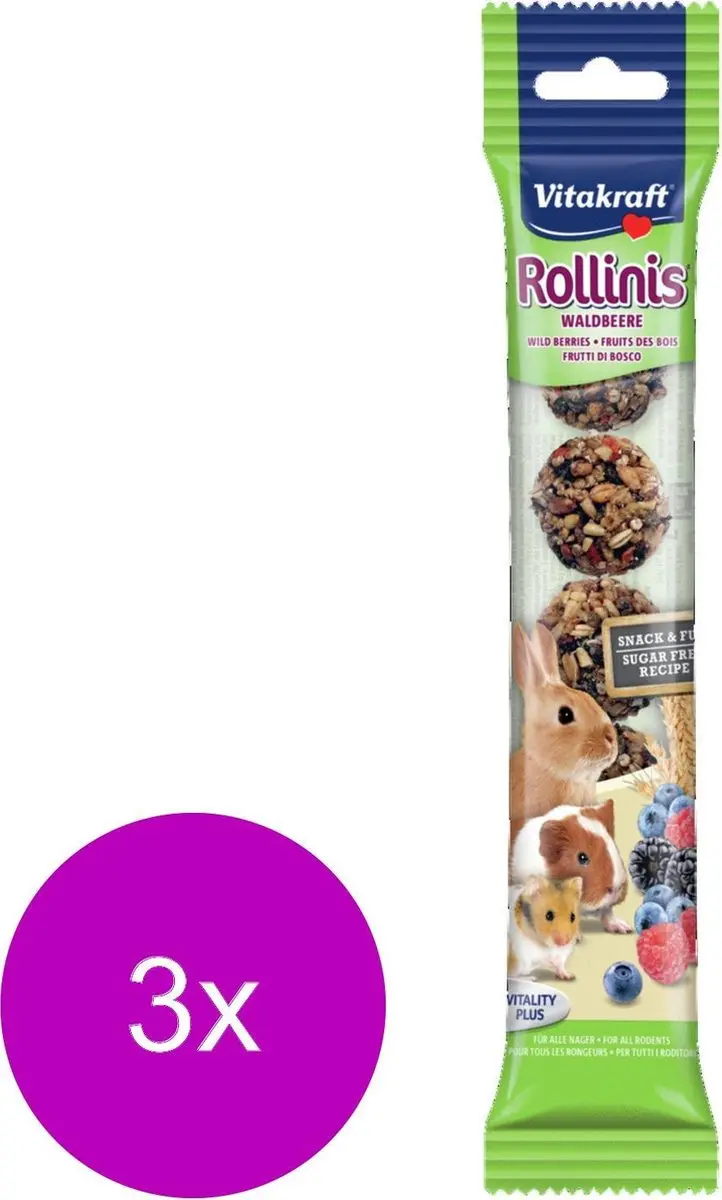 Vitakraft Rollinis Bosvrucht Konijnensnack - 20 Stuks