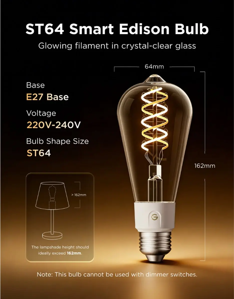 Govee Edison ST19 RGBWW E27 Lamp - 2 Stuks