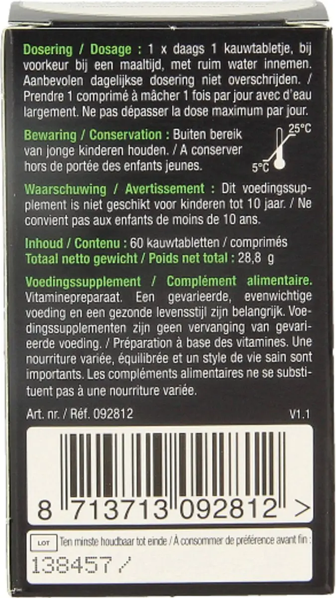 Lucovitaal D3 Vegan Kauwtabletten 60 Stuks