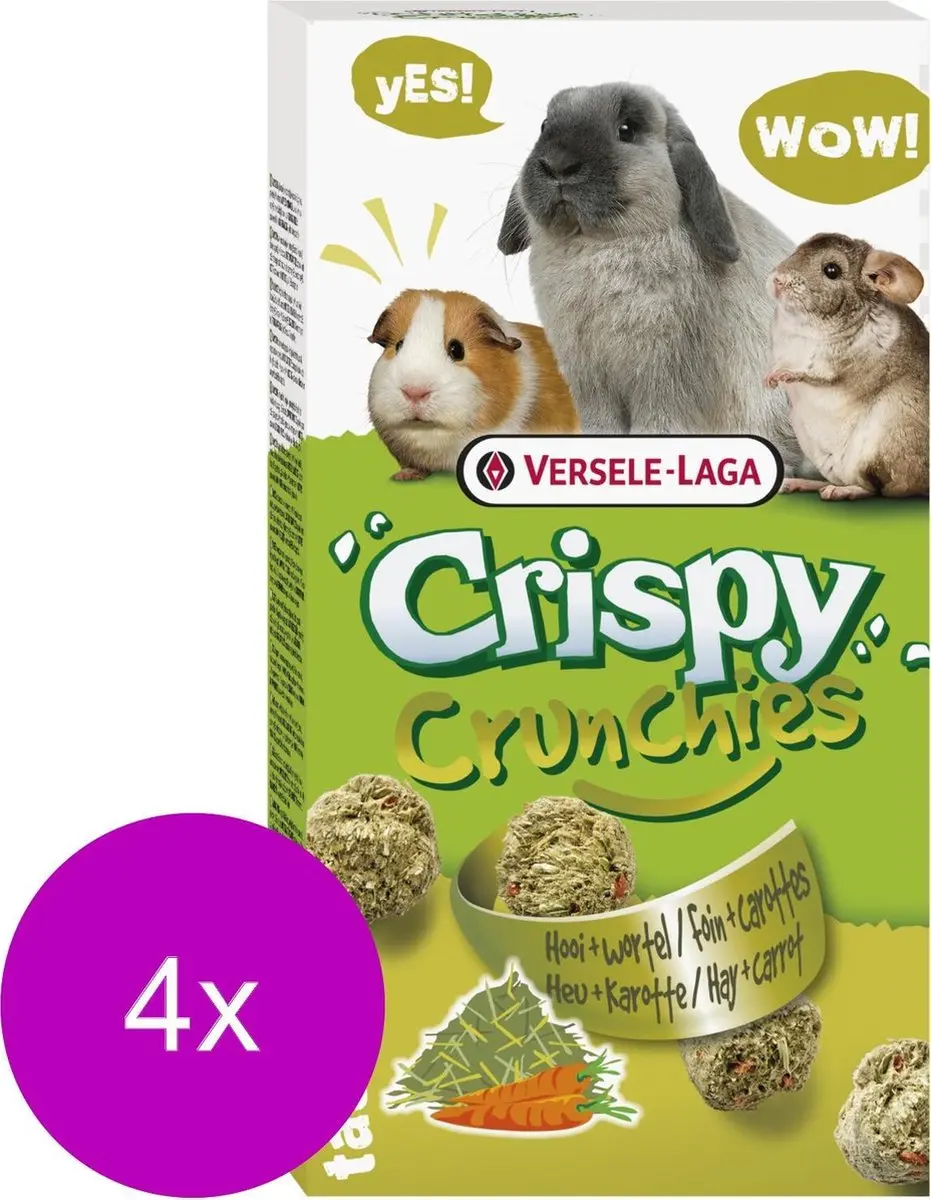 Versele-Laga Crispy Crunchies Hooi Knaagdiersnack - 4x75g Natuur