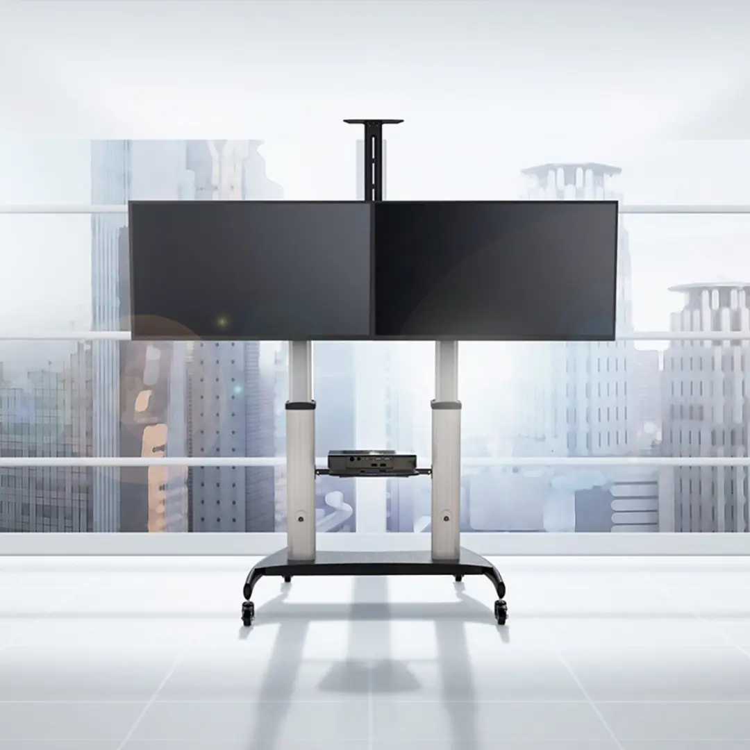 Logilink BP0150 Professionele Dubbele TV-Monitorwagen 37-60" - 100 kg - Zilver