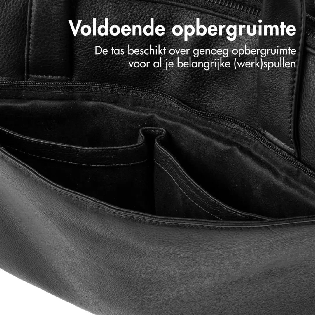 Accezz Leren Laptoptas 16 inch - Zwart