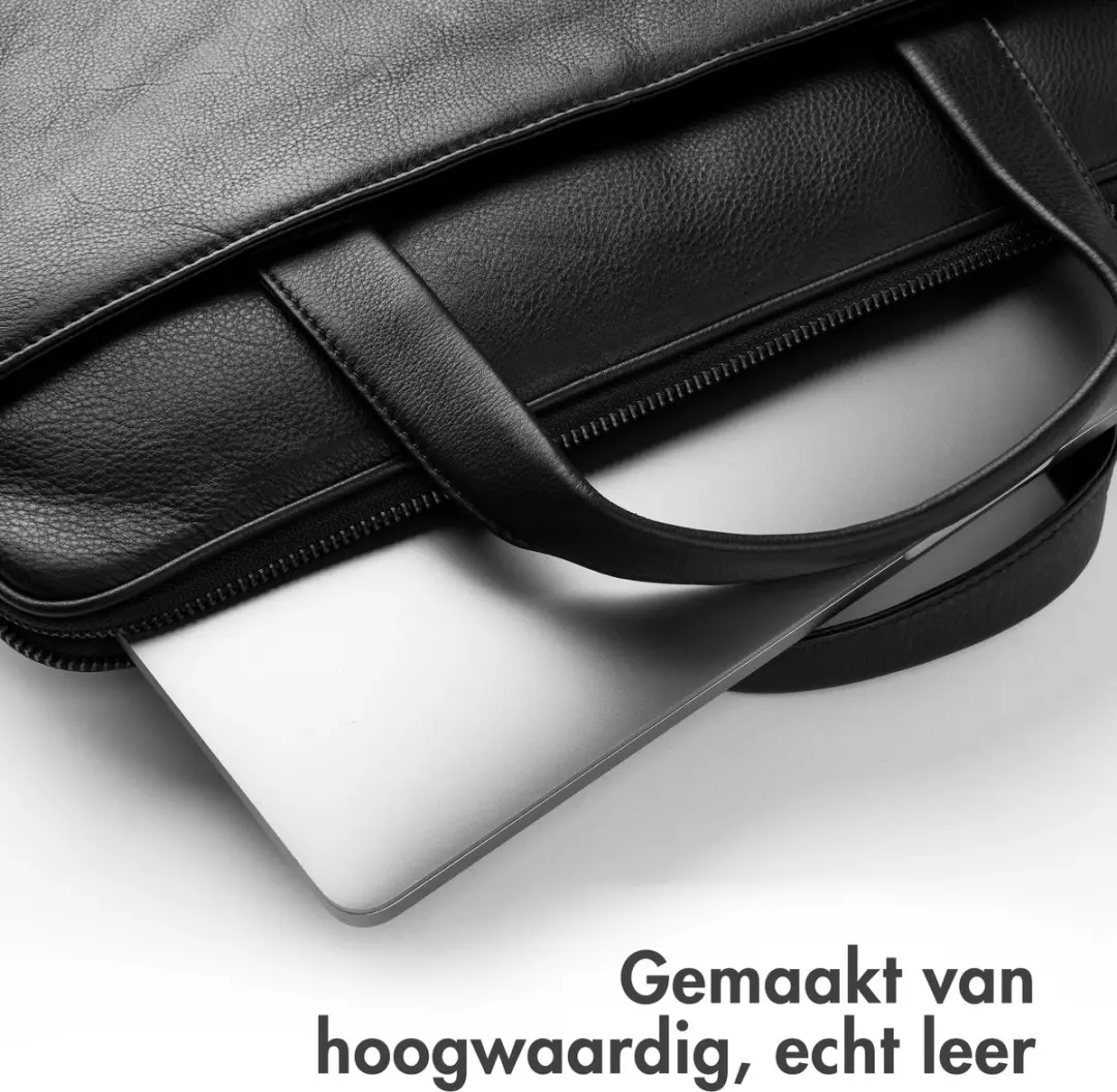 Accezz Leren Laptoptas 16 inch - Zwart