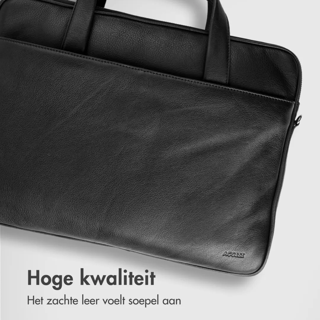 Accezz Leren Laptoptas 16 inch - Zwart