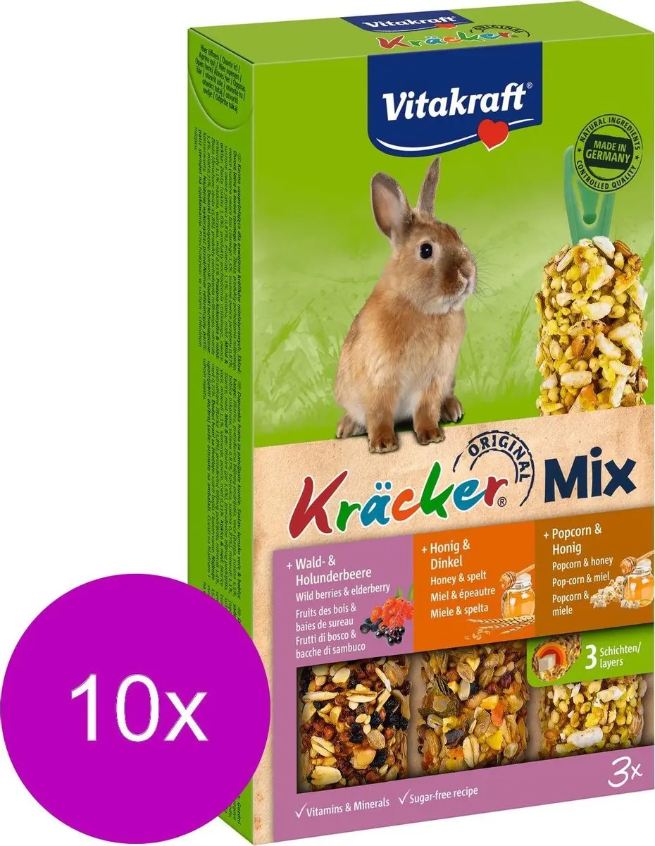 Vitakraft Konijn Kracker 3-in-1 - 10 Stuks