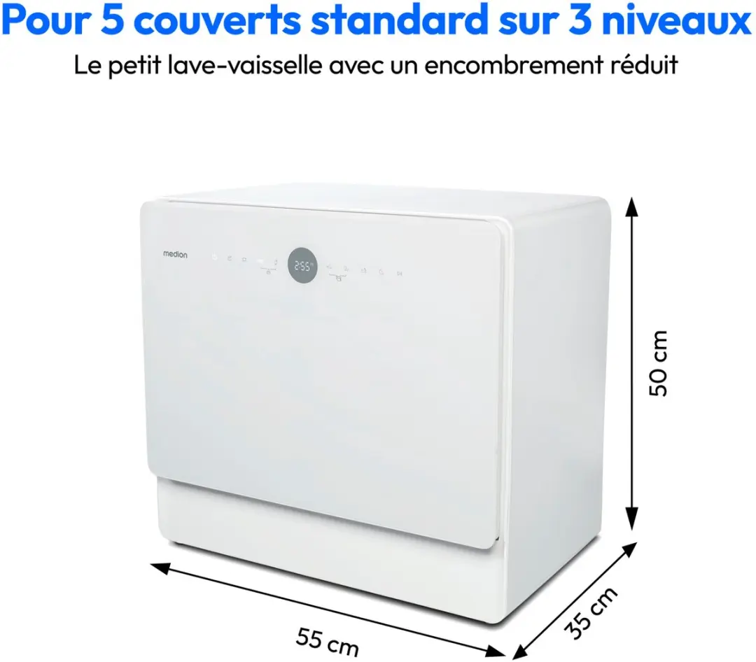 Medion MD37775 Mini Vaatwasser 5 Couverts - Wit
