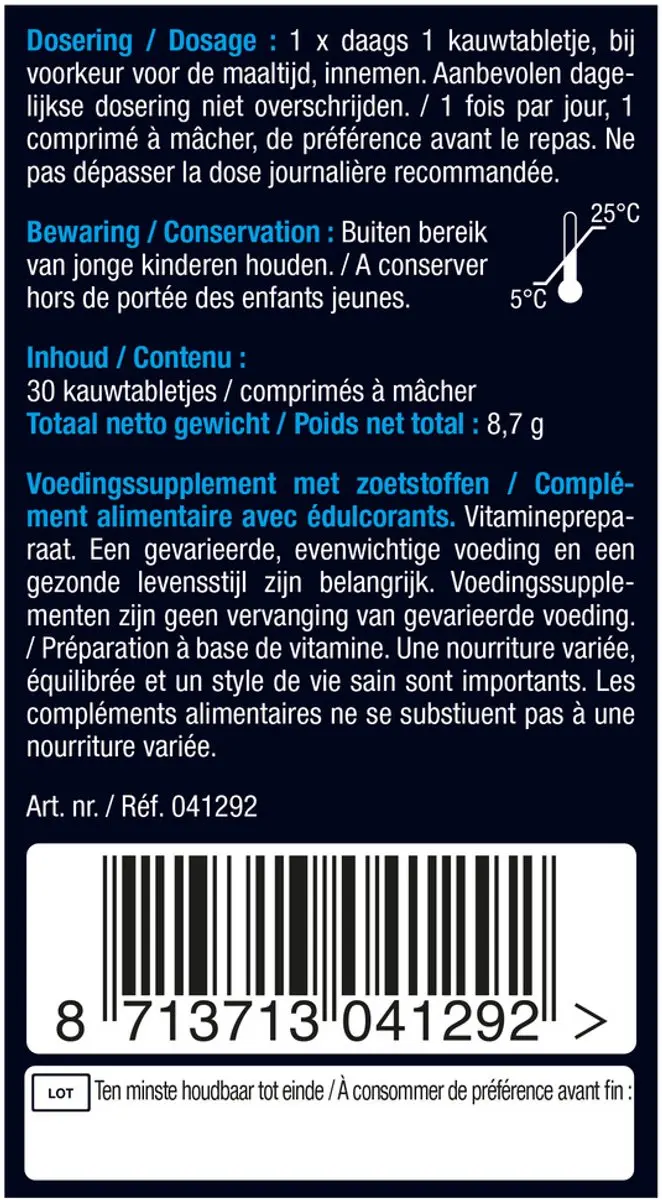Lucovitaal Vitamine B12 1000 mcg Kauwtabletten - 30 Stuks - Bosvruchtensmaak