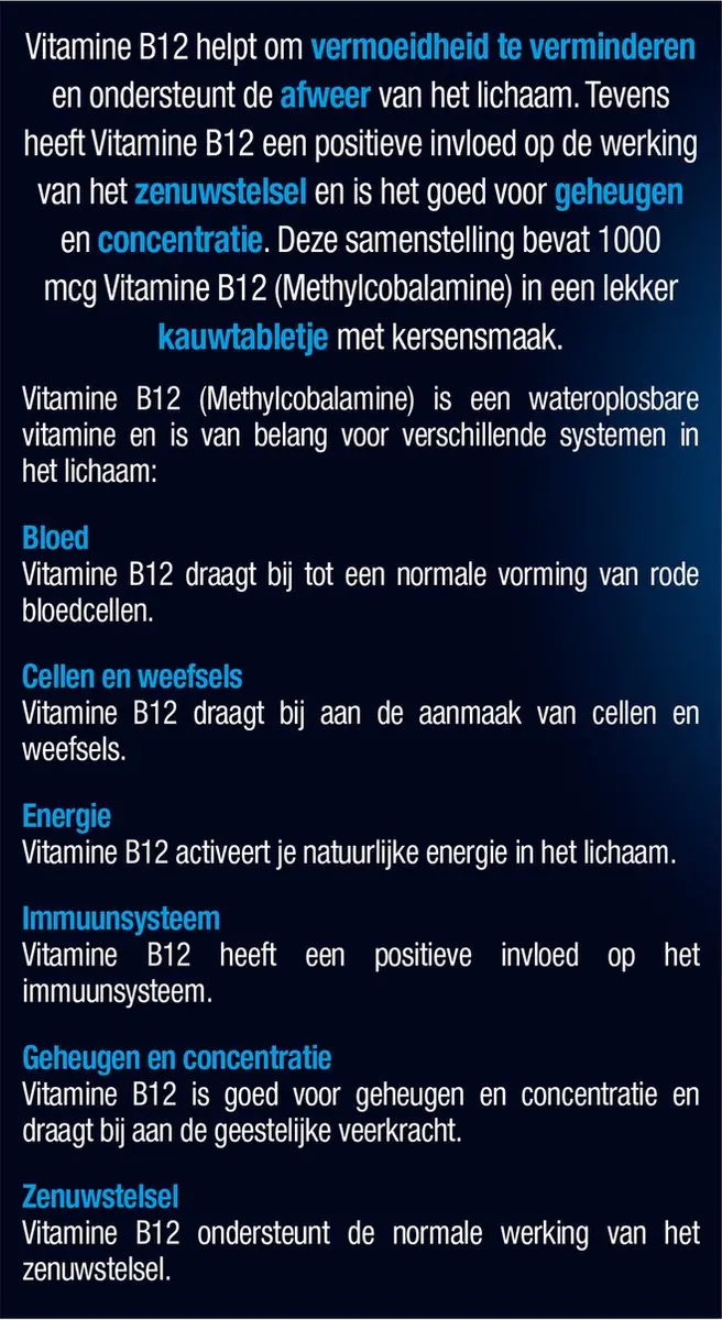 Lucovitaal Vitamine B12 1000 mcg Kauwtabletten - 30 Stuks - Bosvruchtensmaak
