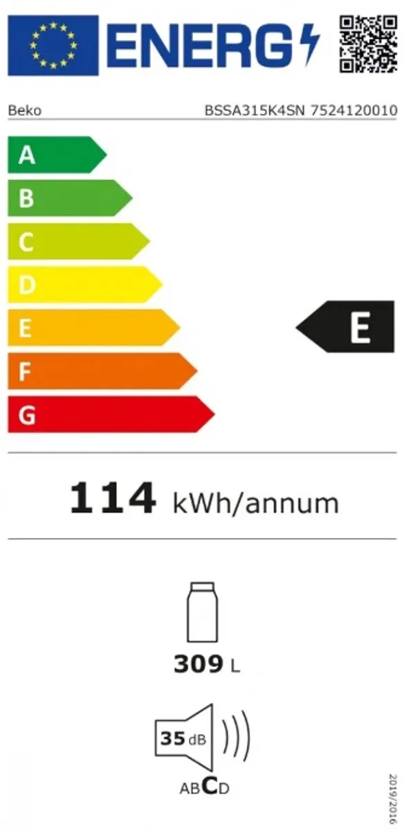 Beko BSSA315K4SN Koelkast 315L - 2 Groentelades - afbeelding 6 van 6