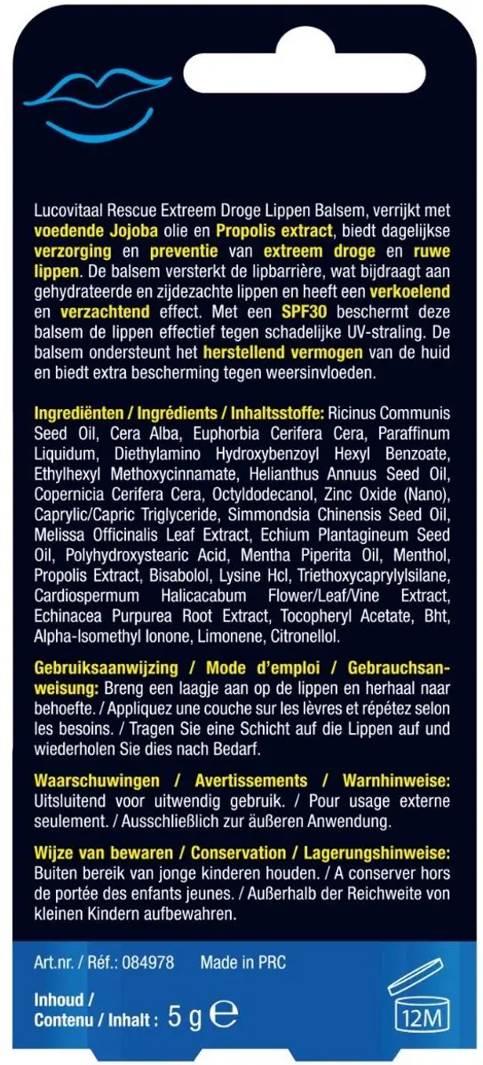 Lucovitaal Extreem Droge Lippen Balsem 5g - Crème